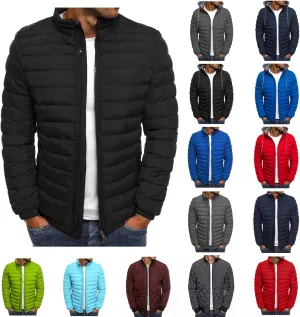 Men'S Puffer Down Jackets Lightweight Warm Coat Solid Color Thick Winter Outwear With Pockets For Travel Ski S-3XL