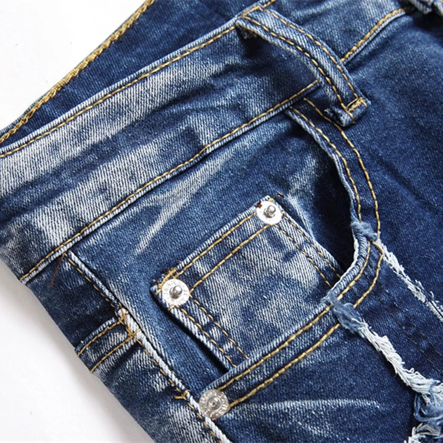 Men's Skinny Slim Fit Ripped Jeans Relaxed Fit Distressed Destroyed Patchwork Stretch Denim Pants