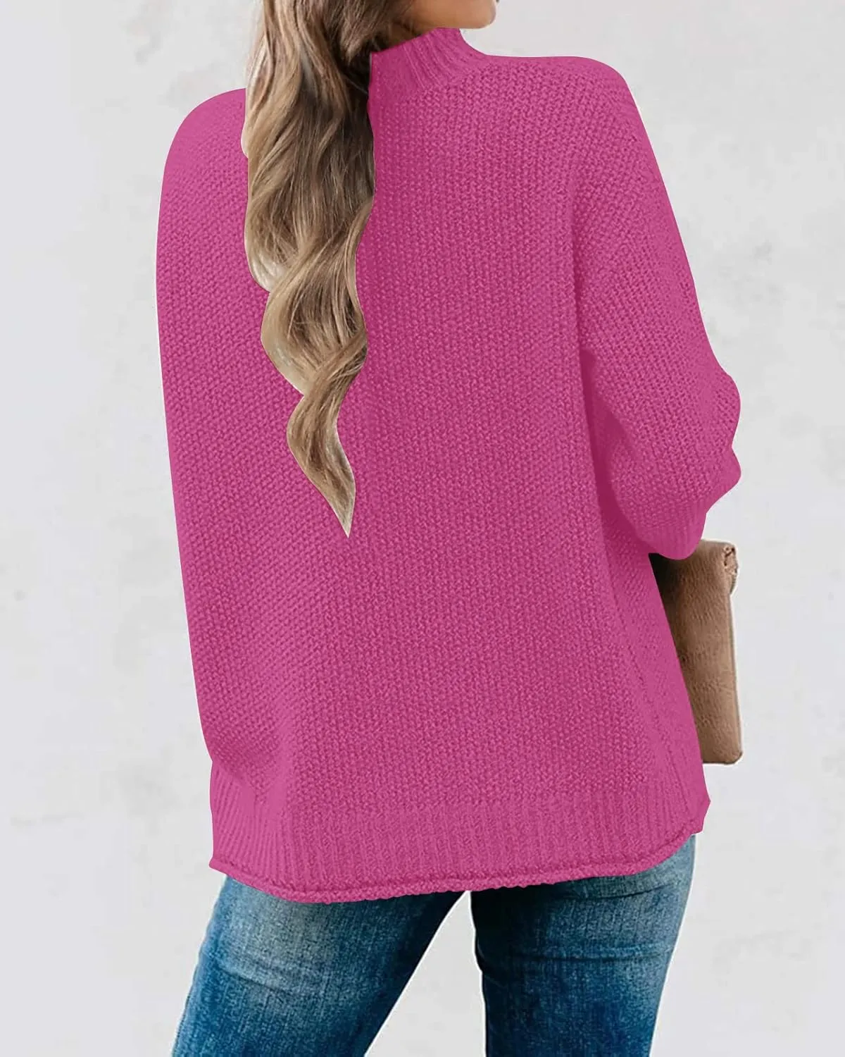 MEROKEETY Women's Long Sleeve Turtleneck Cozy Knit Sweater Casual Loose Pullover Jumper Tops