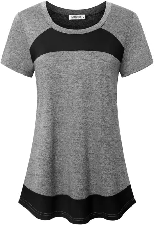 MOQIVGI Womens Short Sleeve Workout Tops Casual Summer Running Yoga Exercise Fitness Shirts Activewear