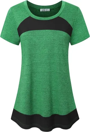MOQIVGI Womens Short Sleeve Workout Tops Casual Summer Running Yoga Exercise Fitness Shirts Activewear