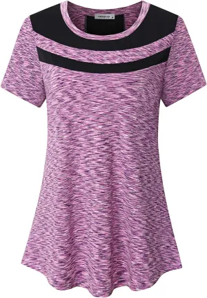 MOQIVGI Womens Short Sleeve Workout Tops Casual Wear Running Yoga Exercise Fitness Shirts Activewear