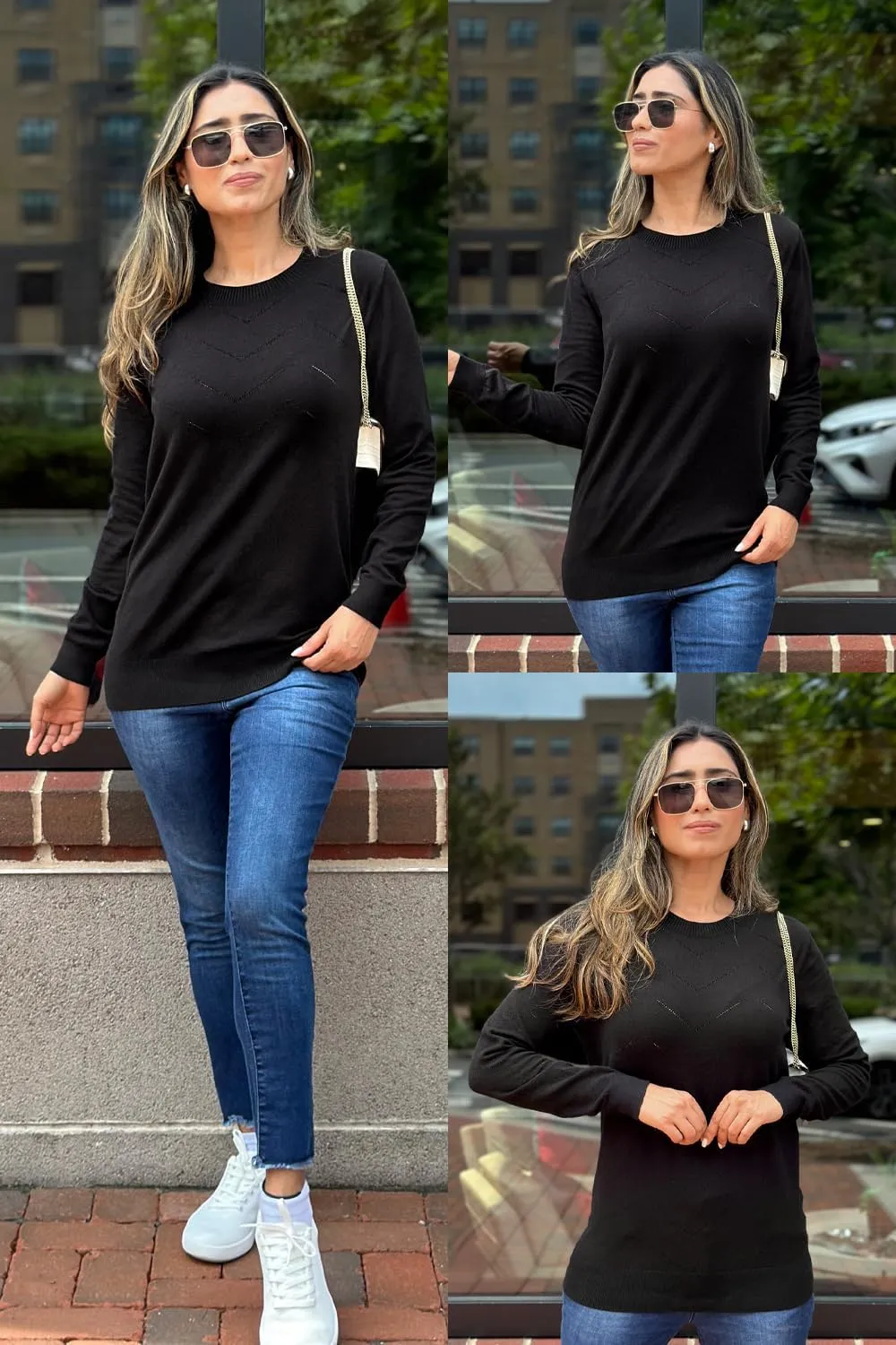 Newshows Womens 2024 Fall Long Sleeve Sweaters Tops Fashion Business Casual Outfits Crew Dressy Knit Shirts Pullover Blouse