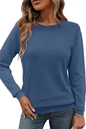 Newshows Womens 2024 Fall Long Sleeve Sweaters Tops Fashion Business Casual Outfits Crew Dressy Knit Shirts Pullover Blouse