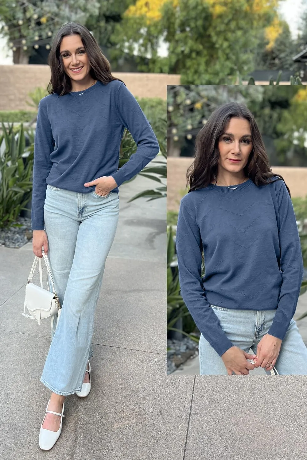 Newshows Womens 2024 Fall Long Sleeve Sweaters Tops Fashion Business Casual Outfits Crew Dressy Knit Shirts Pullover Blouse