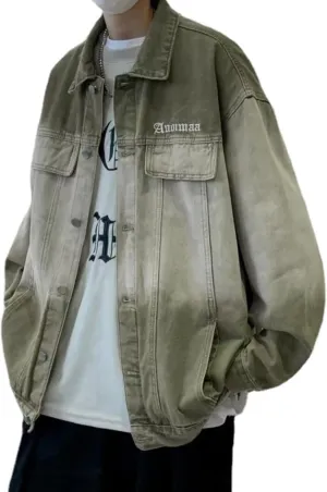 Oversized Jean Jacket for Women Men Button Down Trucker Denim Jacket Coat Y2k Clothes Vintage Alt Emo Streetwear
