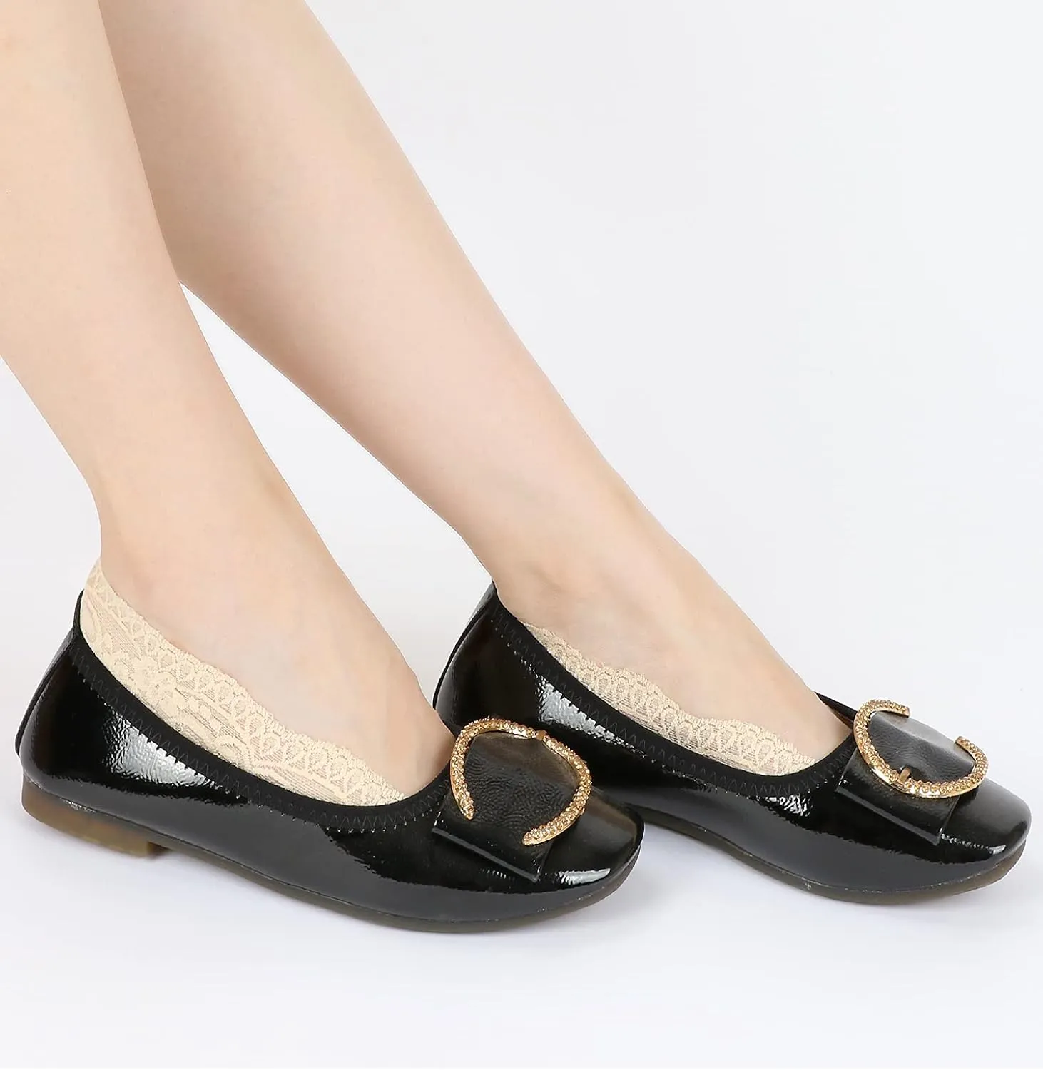 Panda Bros Women's Lace No Show Socks Low Cut Non Slip, Invisible with Flats, Pumps, Boat Liner Socks