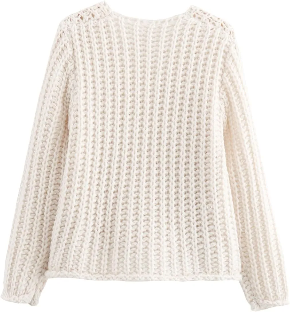 Perbai Women's Cropped Cardigan Sweater Long Sleeve Button Down Chunky Knit Cardigan Fall Outfits 2024