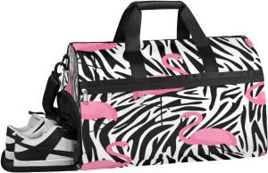 Pink Flamingos Sports Gym Bag with Wet Pocket & Shoes Compartment Waterproof Workout Duffel Bag for Women and Men Weekender Overnight Duffle Bag Travel Carry-on Tote