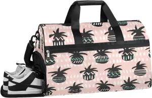 Pink Pineapple Summer Sports Gym Bag with Wet Pocket & Shoes Compartment Waterproof Workout Duffel Bag for Women and Men Weekender Overnight Duffle Bag Travel Carry-on Tote