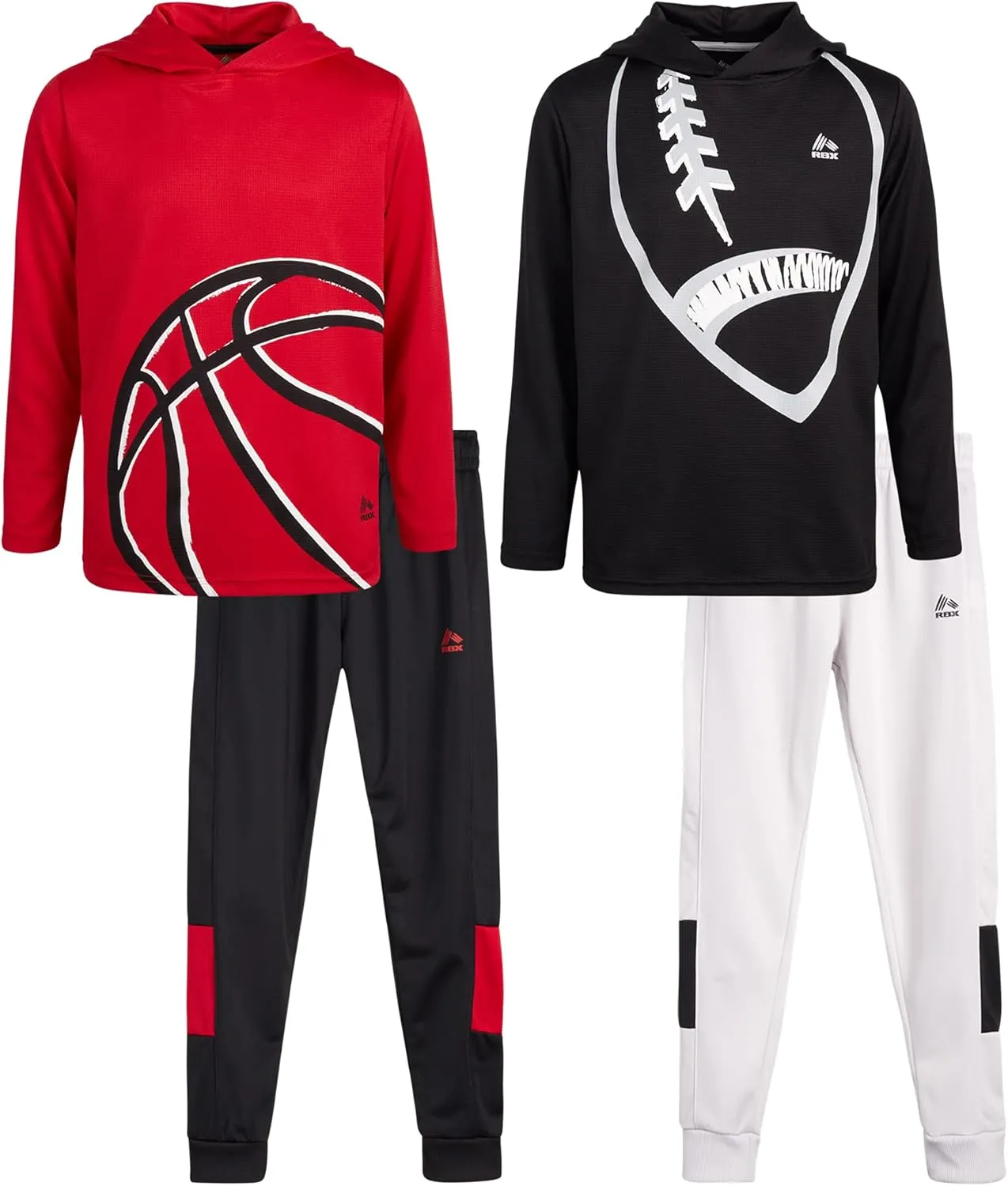 RBX Boys' Sweatsuit Set – 4 Piece Thermal Sports Hoodie and Tricot Jogger Pants (8-12)