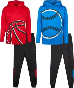 RBX Boys' Sweatsuit Set – 4 Piece Thermal Sports Hoodie and Tricot Jogger Pants (8-12)
