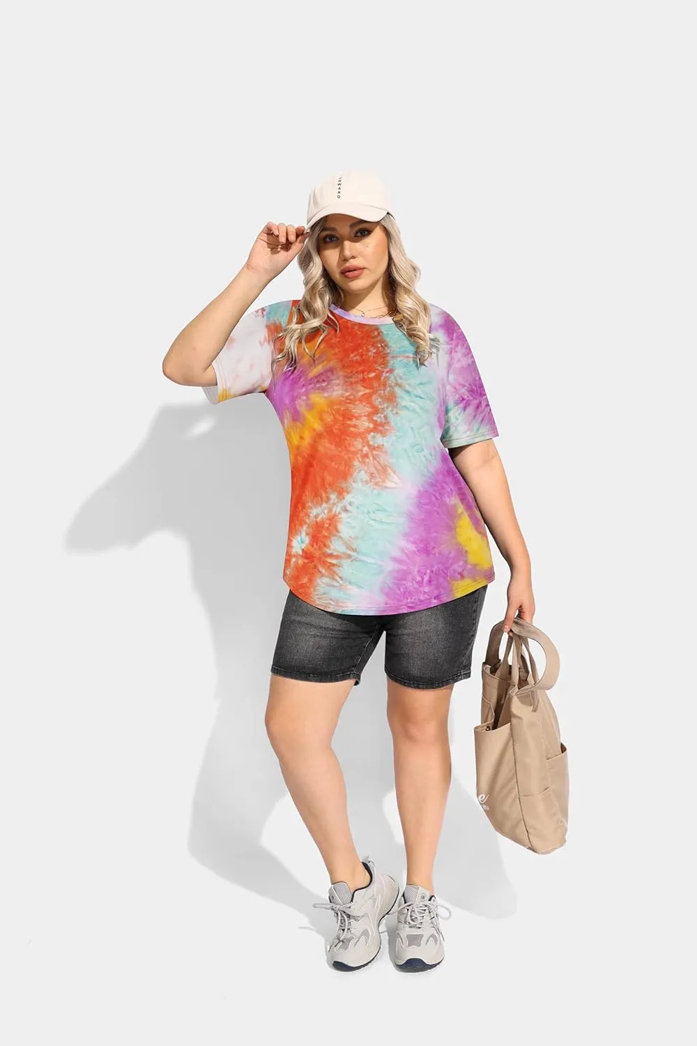RITERA Women's Plus Size Crewneck Tops Short Sleeve Oversized T Shirt for Women Spring Summer XL 5XL