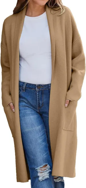 SHAOBGE Cardigan for Women Women's Autumn and Winter Solid Color Fashionable Thin Lapel Long Woolen Fall Outfits