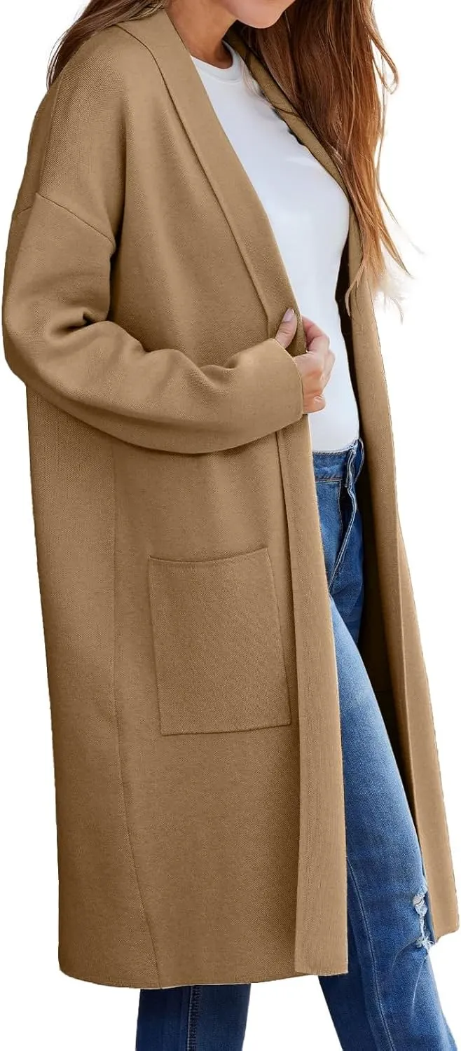 SHAOBGE Cardigan for Women Women's Autumn and Winter Solid Color Fashionable Thin Lapel Long Woolen Fall Outfits