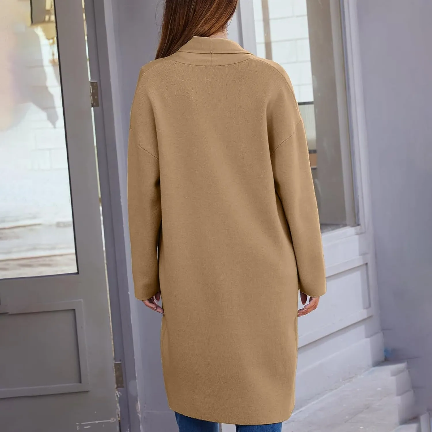 SHAOBGE Cardigan for Women Women's Autumn and Winter Solid Color Fashionable Thin Lapel Long Woolen Fall Outfits