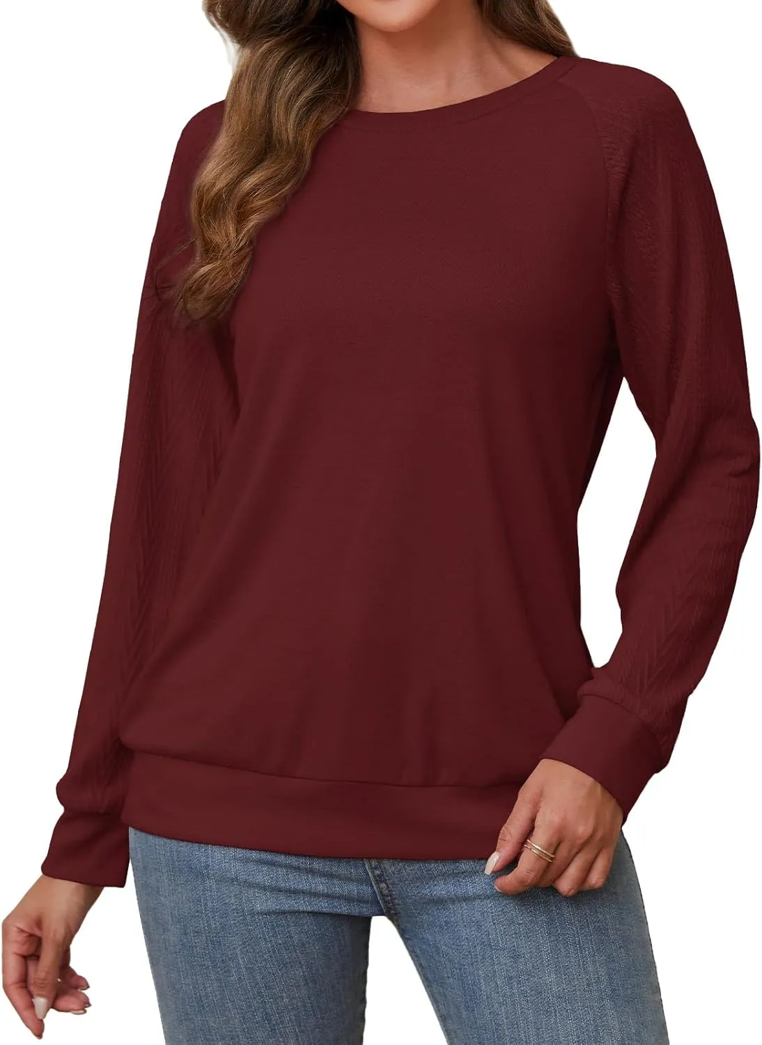 Shirts for Women Lightweight Business Casual Long Sleeve Crewneck Tops Womens Fashion 2025