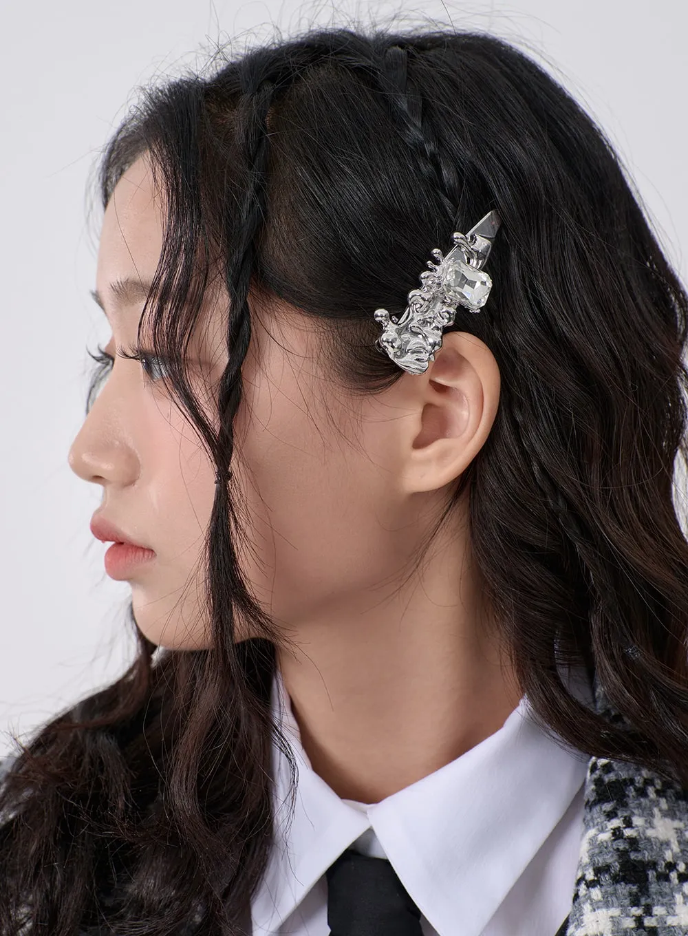 Silver Color Drop Shape Hair Clip BD19