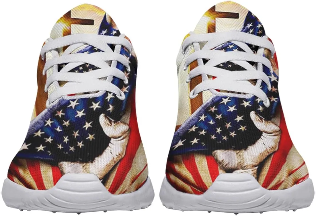 Sonzj-II Christian Jesus Shoes, Lace Up Walking Sneakers, Cross Running Shoes Mesh Breathable Sports Trainers