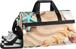 Starfish Print Sports Gym Bag with Wet Pocket & Shoes Compartment Waterproof Workout Duffel Bag for Women and Men Weekender Overnight Duffle Bag Travel Carry-on Tote
