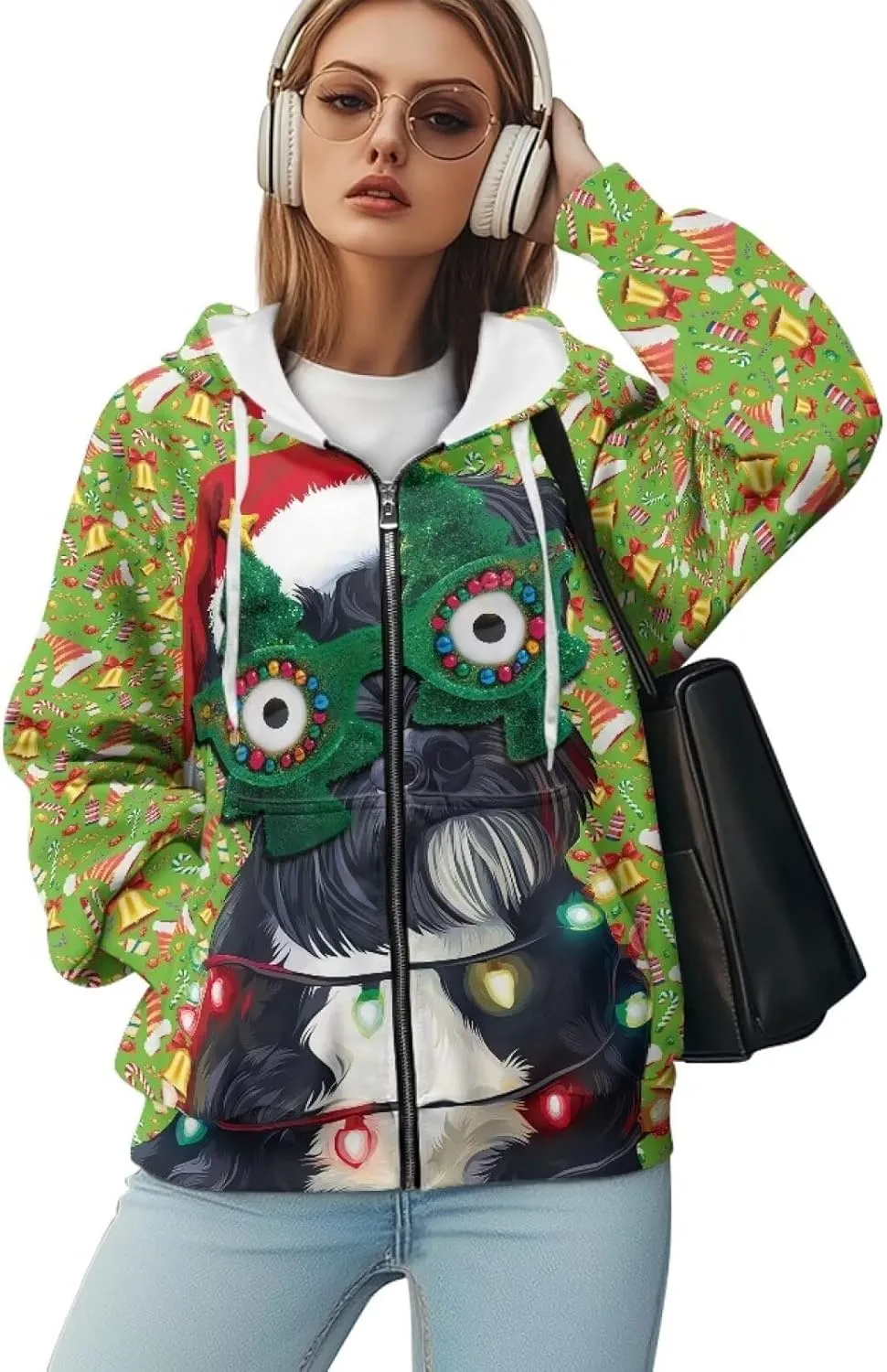 Starry Night Painting Women Full Zip-Up Hoodies 3D Print Graphic Sweatshirts Cool Novelty Hooded Hoodie