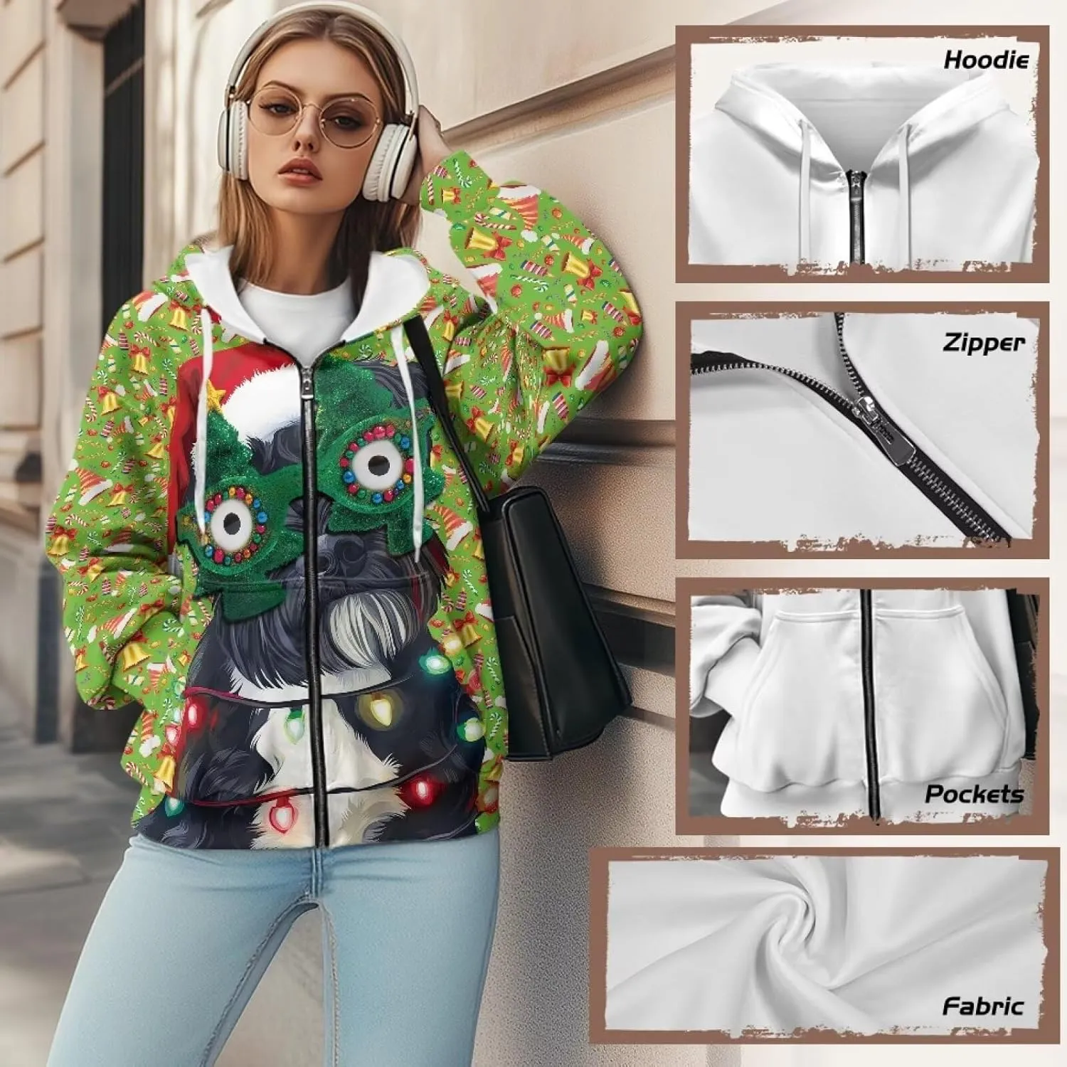 Starry Night Painting Women Full Zip-Up Hoodies 3D Print Graphic Sweatshirts Cool Novelty Hooded Hoodie