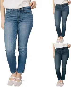 Straight Leg Jeans for Women Stretchy High Waisted Bootcut Jeans Y2K Cute Slim Fit Vintage Pull On Denim Pants