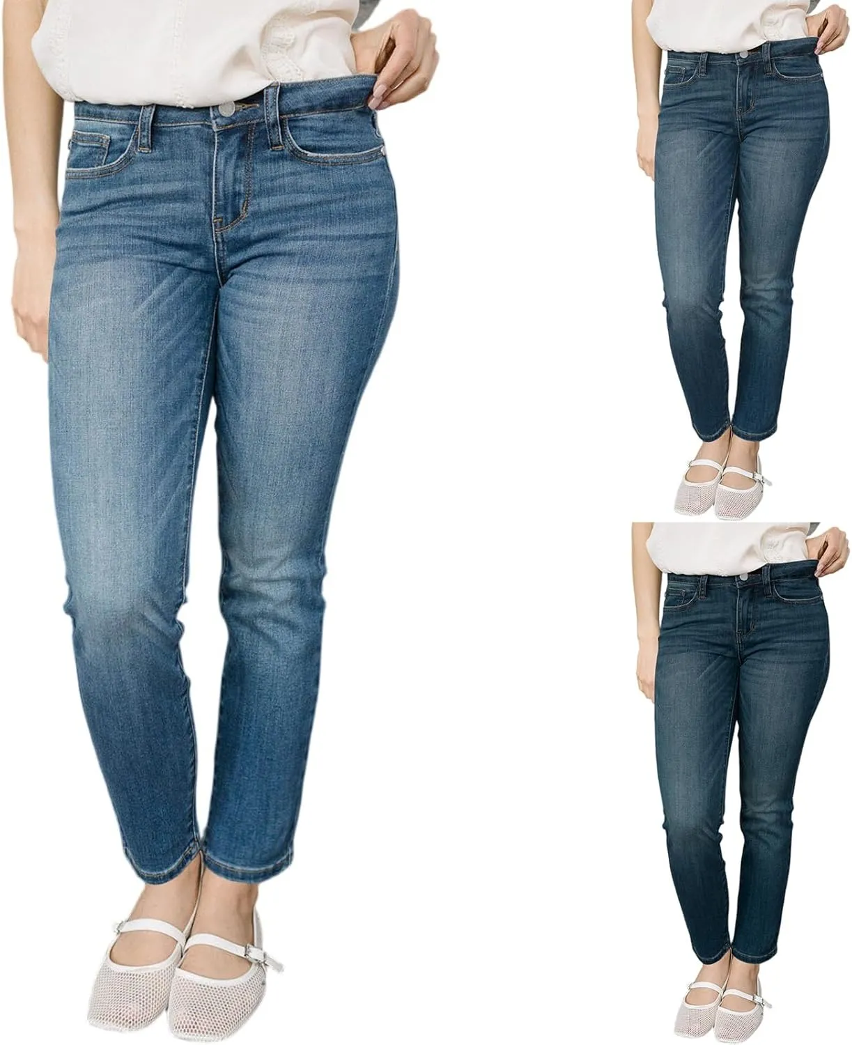 Straight Leg Jeans for Women Stretchy High Waisted Bootcut Jeans Y2K Cute Slim Fit Vintage Pull On Denim Pants