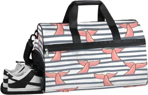 Strip Mermaid Tail Sports Gym Bag with Wet Pocket & Shoes Compartment Waterproof Workout Duffel Bag for Women and Men Weekender Overnight Duffle Bag Travel Carry-on Tote