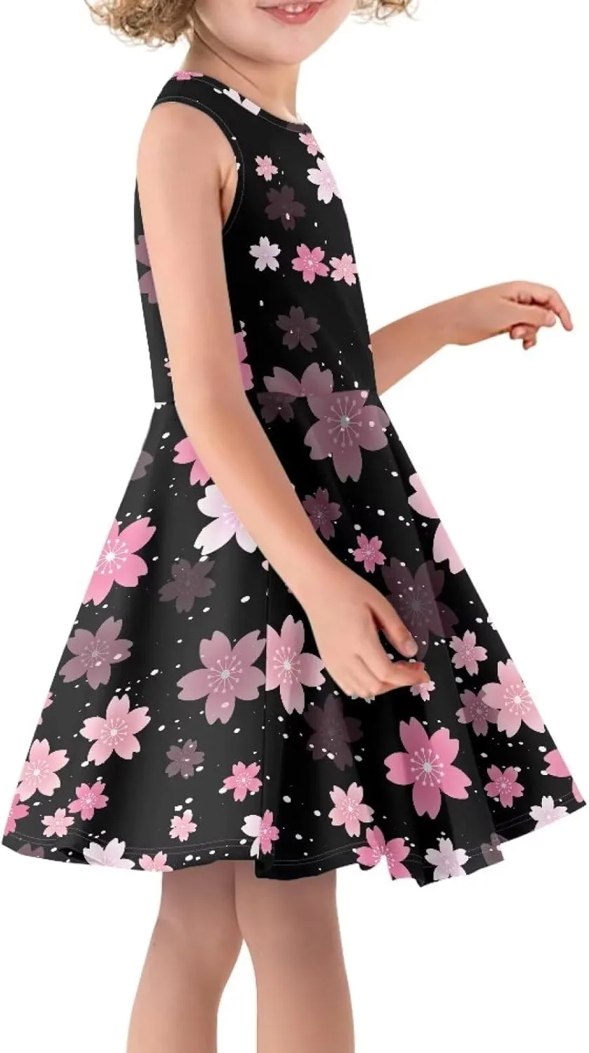 Summer Dresses Girls Elegant Sweet Midi Spring Sundresses Party Dresses Sleeveless Suitable 3-16 Years Old