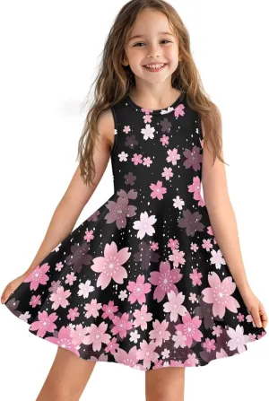 Summer Dresses Girls Elegant Sweet Midi Spring Sundresses Party Dresses Sleeveless Suitable 3-16 Years Old