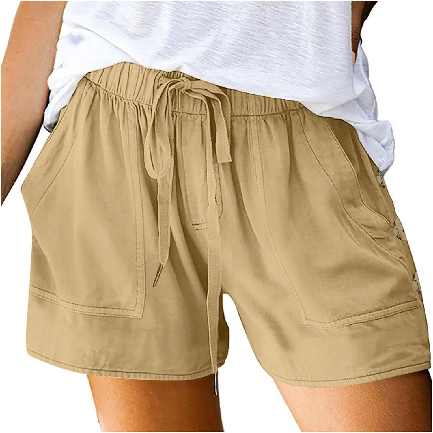 Summer Shorts for Women High Waisted Drawstring Lounge Short Pants with Pockets Casual Beach Vacation Clothes