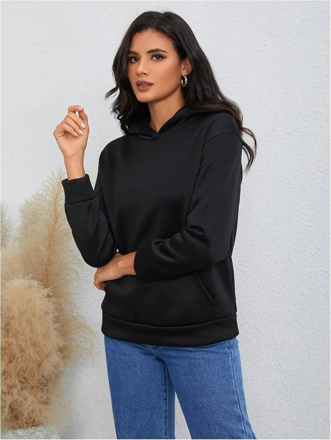 SweatyRocks Women's Letter Graphic Hoodies Fleece Long Sleeve Loose Hooded Sweatshirts Pullover Tops
