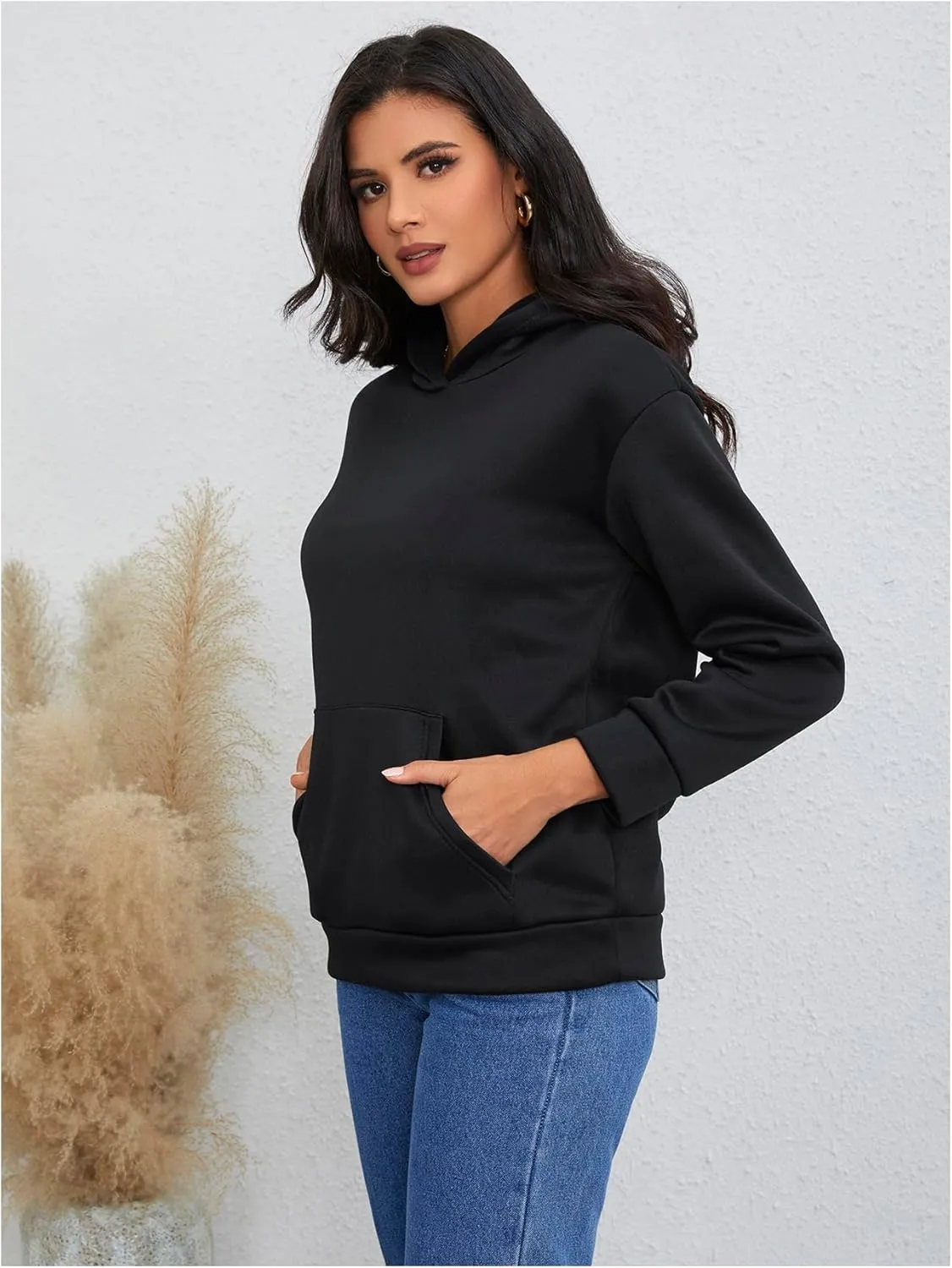 SweatyRocks Women's Letter Graphic Hoodies Fleece Long Sleeve Loose Hooded Sweatshirts Pullover Tops