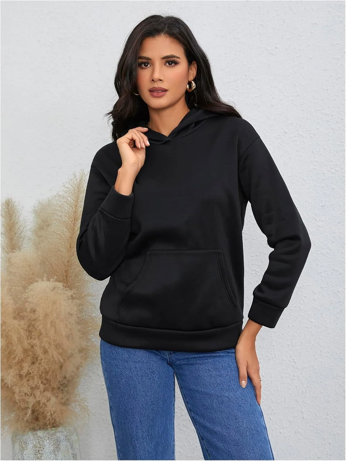 SweatyRocks Women's Letter Graphic Hoodies Fleece Long Sleeve Loose Hooded Sweatshirts Pullover Tops