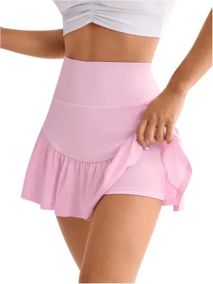 SweatyRocks Women's Pleated Tennis Skirt High Waisted Ruffle Layered Athletic Golf Skort Mini Skirt