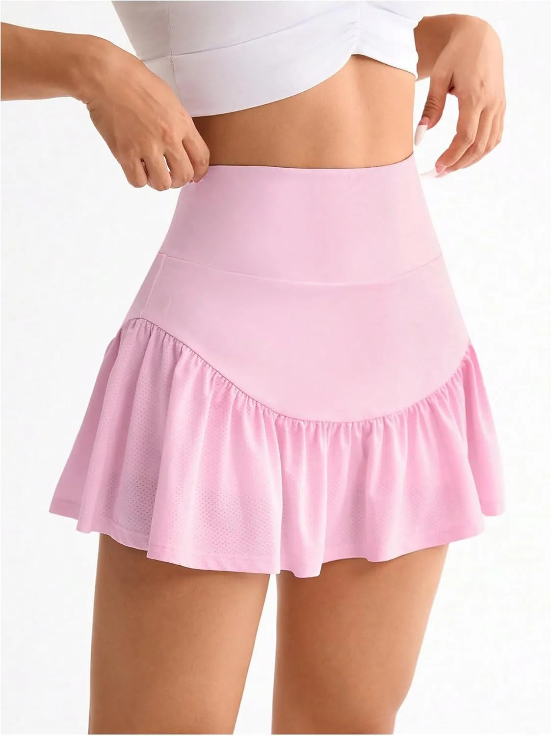 SweatyRocks Women's Pleated Tennis Skirt High Waisted Ruffle Layered Athletic Golf Skort Mini Skirt