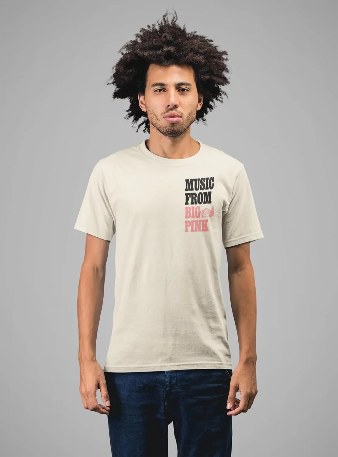 The Band T Shirt Big Pink Natural Front & Back Print Adult Folk Rock Music Vintage Style Graphic Tees