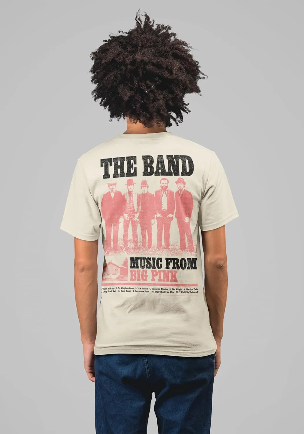 The Band T Shirt Big Pink Natural Front & Back Print Adult Folk Rock Music Vintage Style Graphic Tees