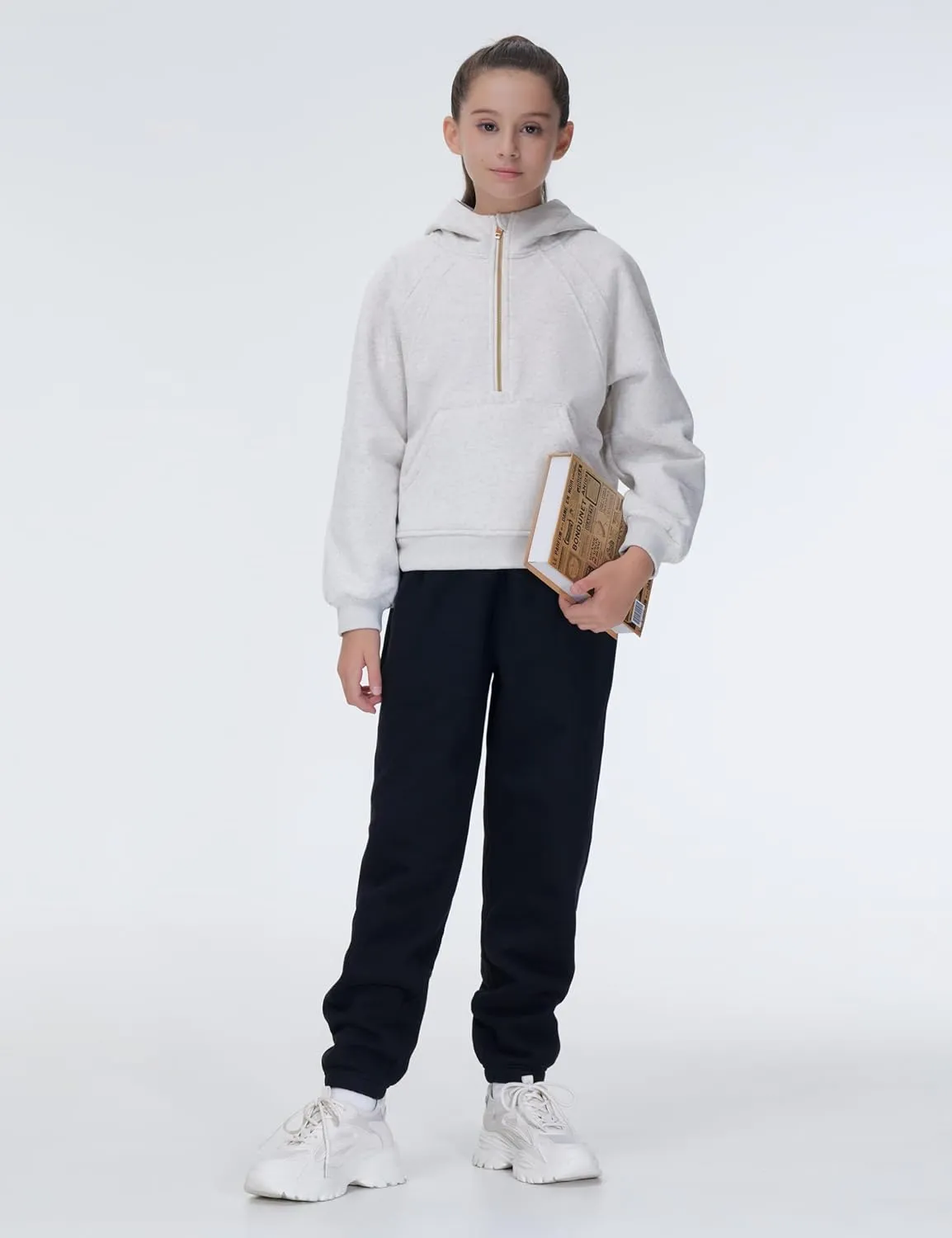 THE GYM PEOPLE Girl's Fleece Tapered Workout Sweatpants Warm Soft Athletic Joggers Pants with Pockets