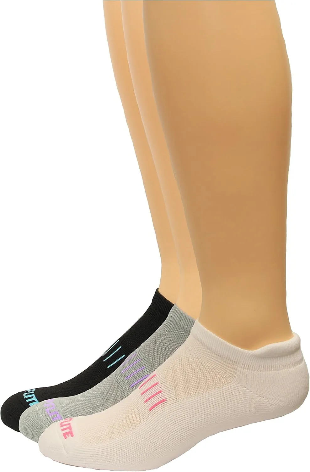 Top Flite Women's No Show Tab Ultra-Dri Sport Cushioned Socks 3 Pair Sockshosiery, white/grey/black, Medium - Women's Shoe 6-9