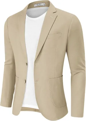 TURETRENDY Men's Casual Blazer Linen Sport Coat Two Button Lightweight Jackets Business Daily Suit