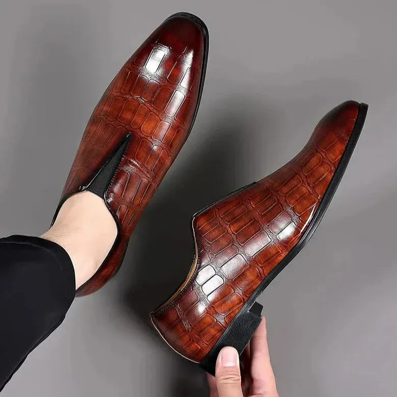 Vera | Croc-Embossed Leather Loafers