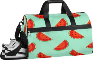 Watermelon Fruit Pattern Sports Gym Bag with Wet Pocket & Shoes Compartment Waterproof Workout Duffel Bag for Women and Men Weekender Overnight Duffle Bag Travel Carry-on Tote