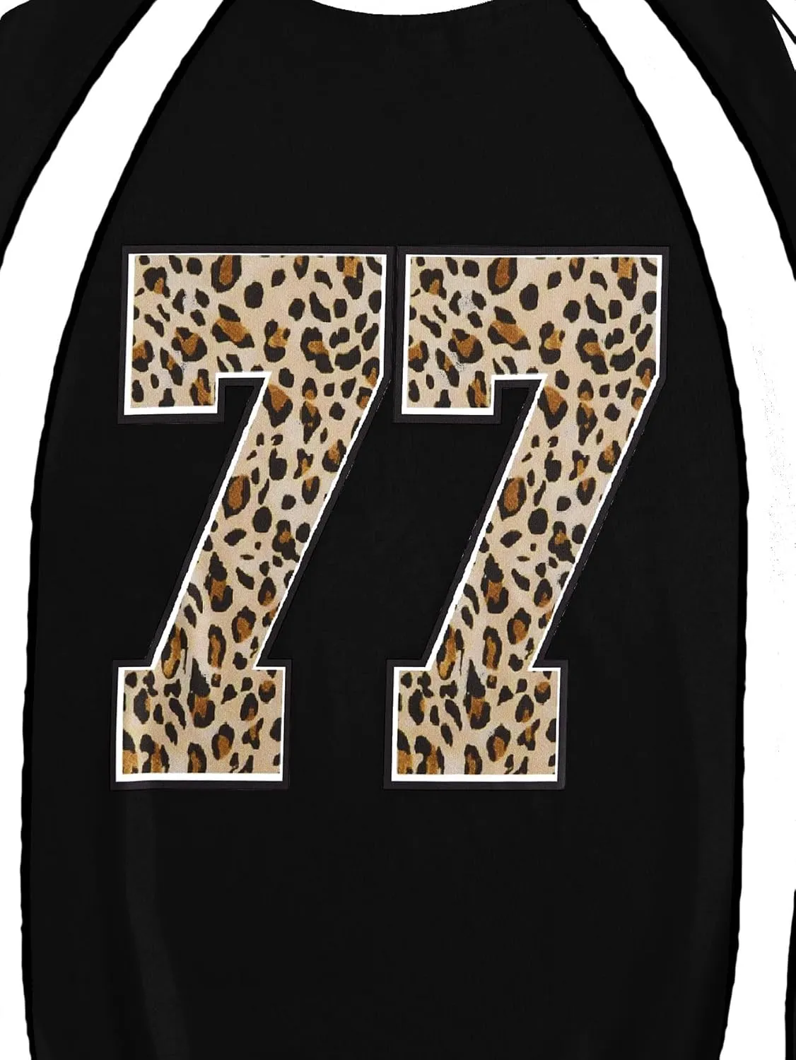 WDIRARA Women's Leopard Number Print Jerseys Oversized Colorblock Drop Shoulder Crew Neck Short Sleeve T-Shirt