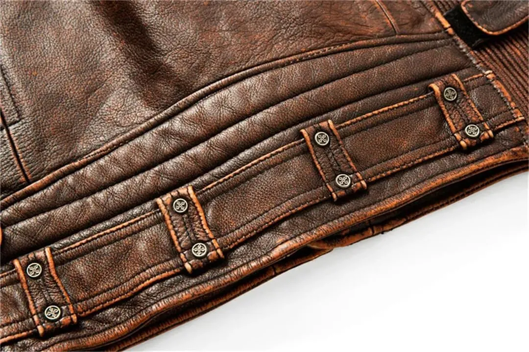 Wjnvfioo Motorcycle Leather Jacket Men Slim Retro Jacket Leather Coat Men Moto Biker Clothes