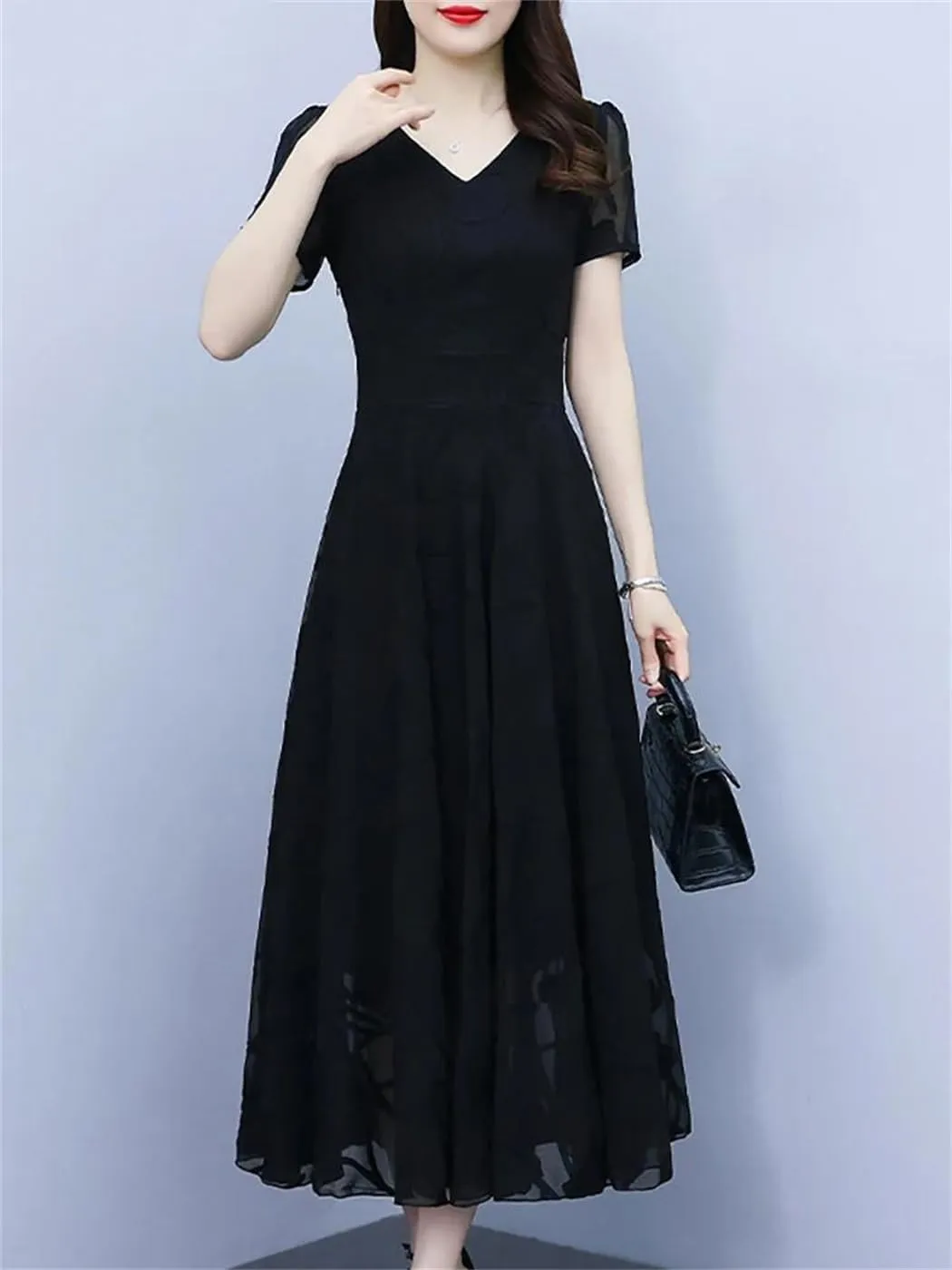 Women Chiffon Long Dress Korean Casual Party Prom Midi Dress Summer Bodycon Evening Vestidos