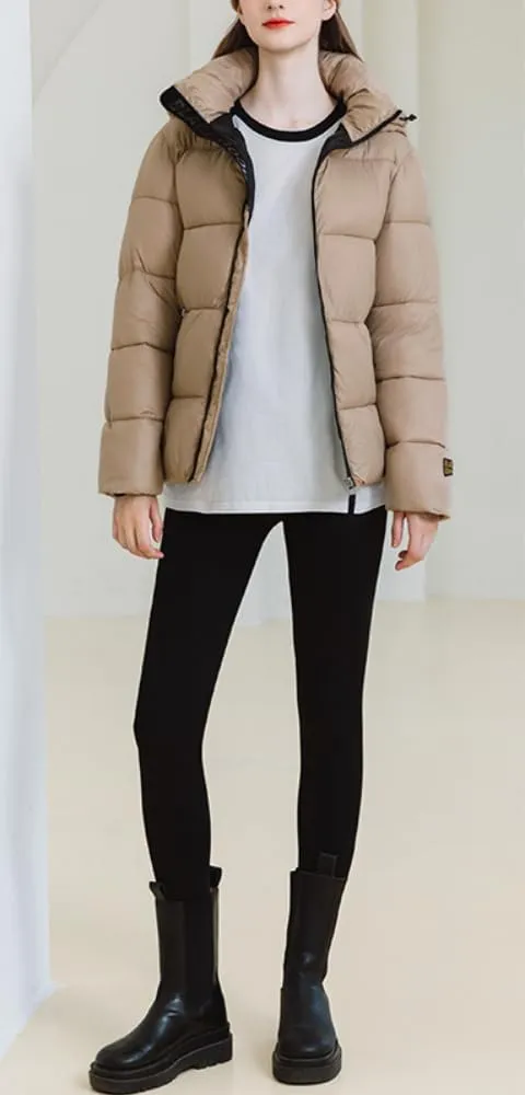 Women Cute Solid Casual Lapel Hooed Zip Down Jacket Pockets Quilted Parka Jacket Puffer Warm Thicken Coat
