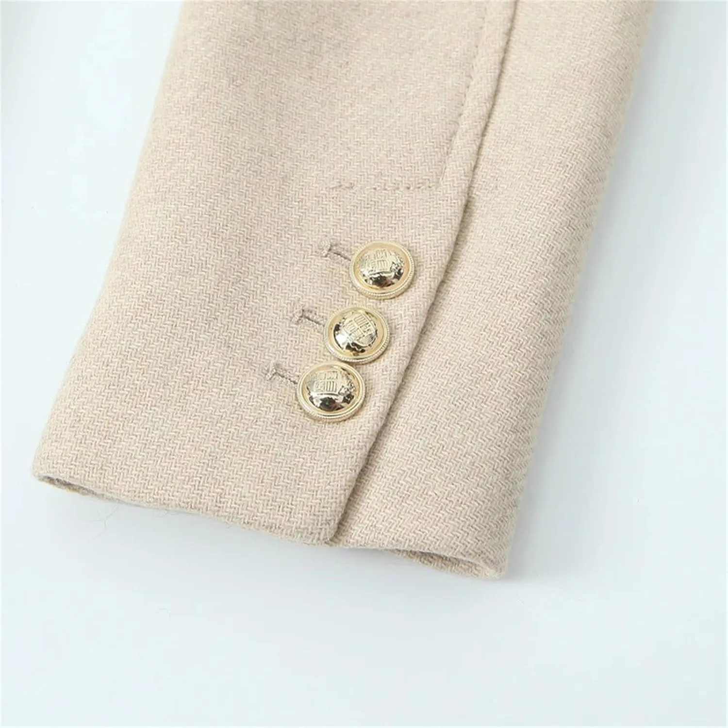 Women Fashion Double Breasted Wool Blend Trench Coats Vintage Turtleneck Chic Pea Coat Outwear