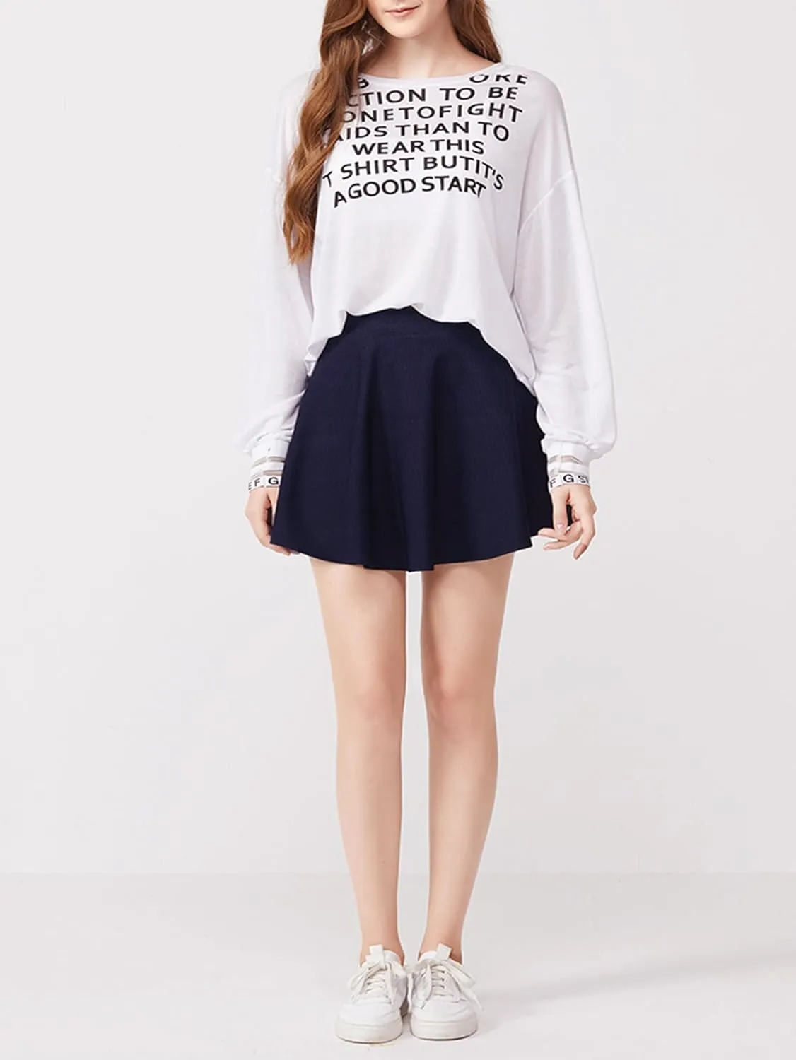 Women High Waist Flowy Basic Versatile Stretchy Flared Casual Pleated Mini Skirts with Lining Shorts
